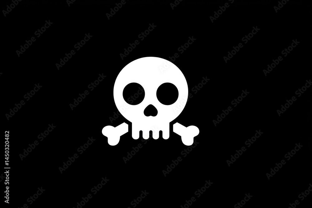 Poster minimalistic jolly roger flag depiction with clean image showing bold skull and crossbones design on