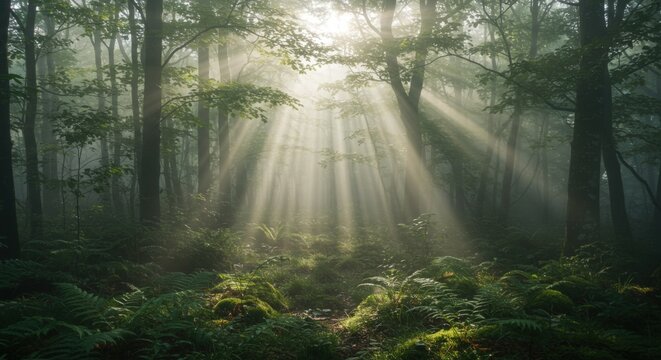 Misty Forest Sunbeams Forest Conservation Ambience