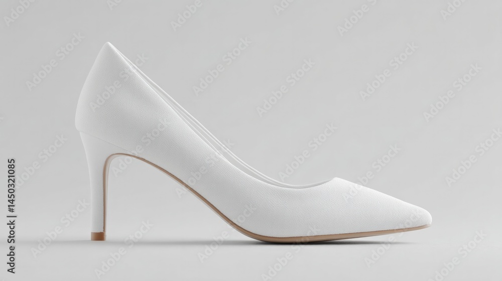 Poster minimalistic photo of single stylish shoe centered on plain neutral background with ample copy space