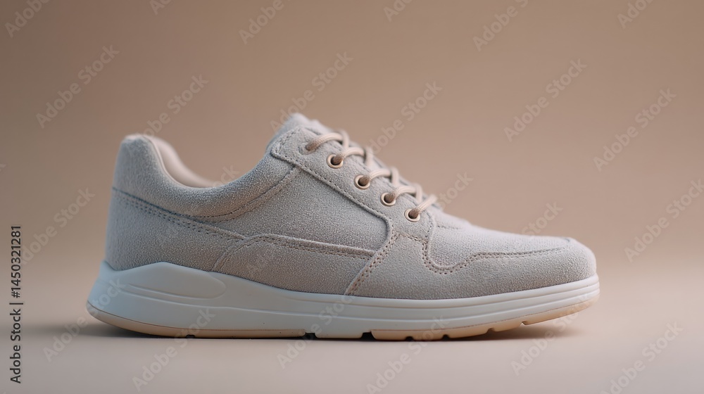 Aufkleber minimalistic photo of single stylish shoe centered on plain neutral background with ample copy space