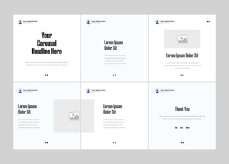 Six page linkedin carousel post, social media Instagram carousel post, modern and editable business carousel template design © Tarek Digital
