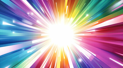Dynamic burst of multicolored light rays with radiant energy