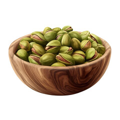 Artistic portrayal of pistachios in a wooden bowl against a black backdrop