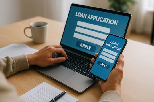 Online loan application process.