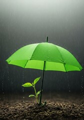 Green Umbrella Shielding Plant from Polluted Rain Protection