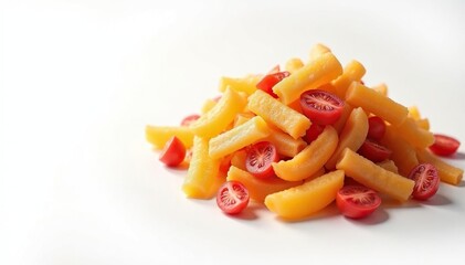 Pile of colorful junk food on white background, junk food, unhealthy