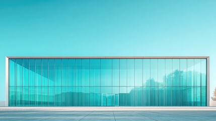 Obraz premium Contemporary glass-fronted building against a vibrant sky.