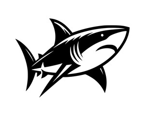 Fototapeta premium Black and white vector illustration of a shark, isolated on a white background.