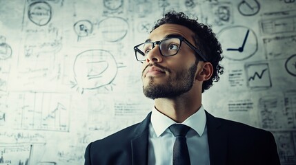 Entrepreneur holding success plan visuals a dynamic technological setting