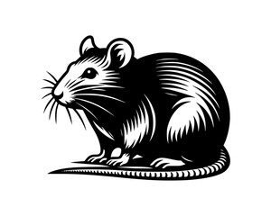 Fototapeta premium A vector illustration of a black and white rat, isolated against a white background.