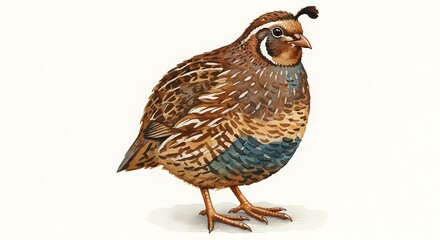 Watercolor Painting of California Quail Displaying its Detailed Feathers and Markings