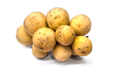 Longkong on white background. Fruit in Thailand.