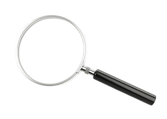 Versatile magnifying glass with a chic black handle suitable for various tasks isolated on white background PNG