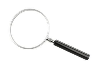 Versatile magnifying glass with a chic black handle suitable for various tasks isolated on white background PNG. Ai generated 