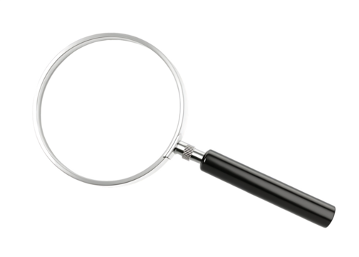 Versatile magnifying glass with a chic black handle suitable for various tasks isolated on white background PNG. Ai generated 