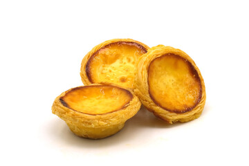 Egg tart the delicious crispy bakery on  white background