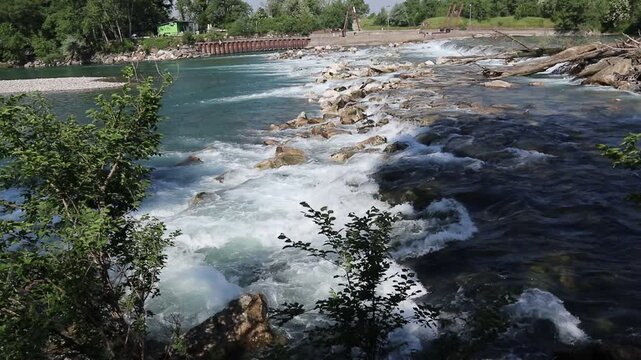 Rapids of the Adda river, near Rivolta D'Adda (Italy)