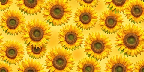 Fototapeta premium Sunflower Floral Seamless Pattern on a Bright Summer Background, texture, sunflowers, texture
