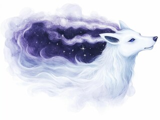 An ethereal and fantastical creature with a flowing mane of stars and a sparkling tail  drifting through a bold  vibrant  and dreamlike night sky painted in contrasting shades of a cosmic galaxy