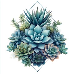 Geometric Pattern Succulent Illustration