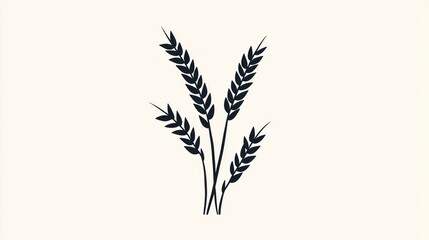 Naklejka premium Silhouette of wheat stalks against a plain background. Possible use Stock photo for agriculture, harvest, food, or nature themes