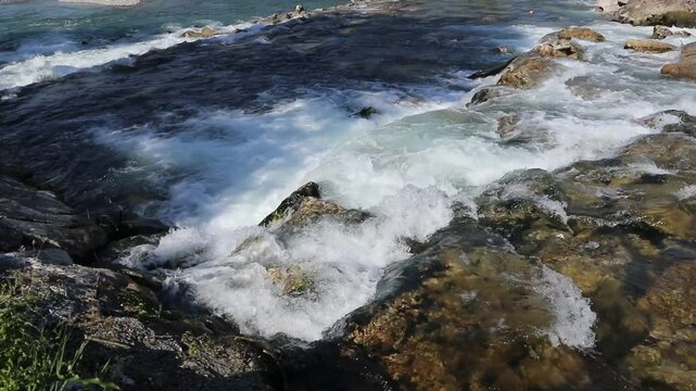 Rapids of the Adda river, near Rivolta D'Adda (Italy)