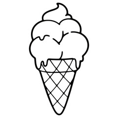 ice_cream cone, simple line art, minimalist design, monochrome, black and white
