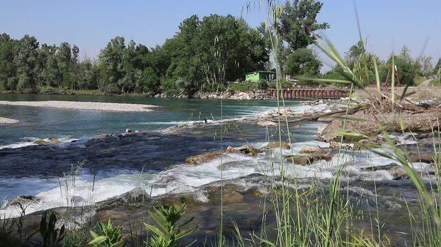 Rapids of the Adda river, near Rivolta D'Adda (Italy)
