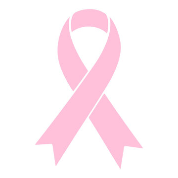 pink ribbon, ribbon symbol, breast cancer awareness, simple flat design, minimalist icon, clean vector illustration
