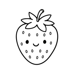 cute cartoon strawberry,simple line art,black and white,minimal,kawaii style,playful,whimsical,doodle,sketch
