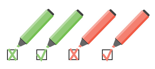 Colorful marker pens set. Highlighter pencil for school or kids