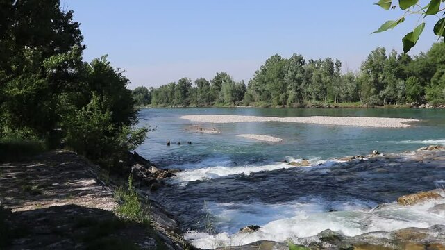 Rapids of the Adda river, near Rivolta D'Adda (Italy)