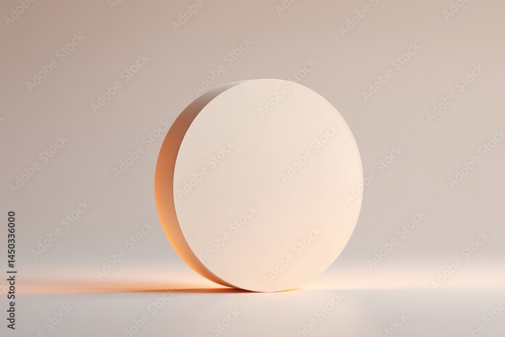 Poster single cd disc lies flat on smooth neutral background casting soft shadow to side with ample copy sp