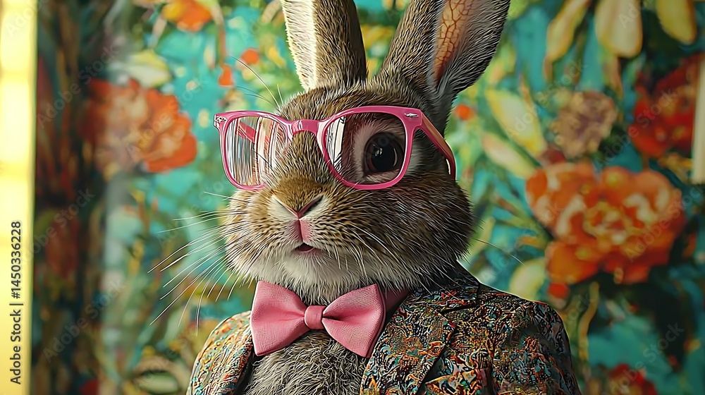 Poster abstract multicolored rabbit image background