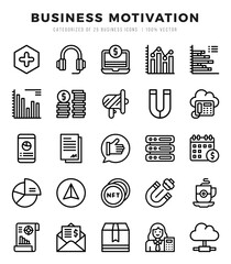 Set of Business Motivation icons in Lineal style. Lineal Icons symbol collection.