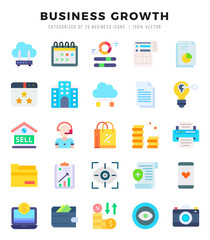 Business Growth. Flat icons Pack. vector illustration.