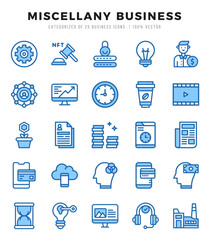 Miscellany Business Icons Pack Two Color Style. Vector illustration.