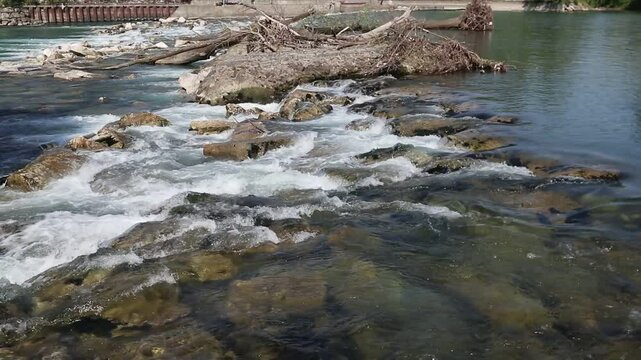 Rapids of the Adda river, near Rivolta D'Adda (Italy)
