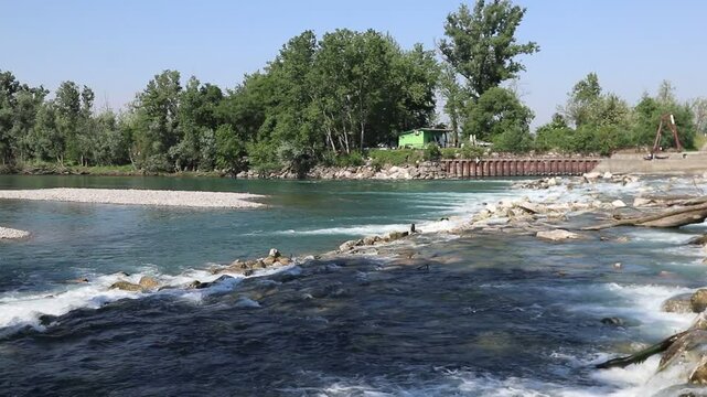 Rapids of the Adda river, near Rivolta D'Adda (Italy)