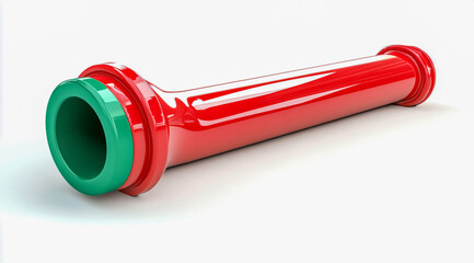 Shiny pipe with a green rubber end cap on a white background