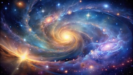 Fototapeta premium Ethereal Galaxy Backdrop with Swirling Nebulae and Twinkling Stars, galaxy, stars, galaxy