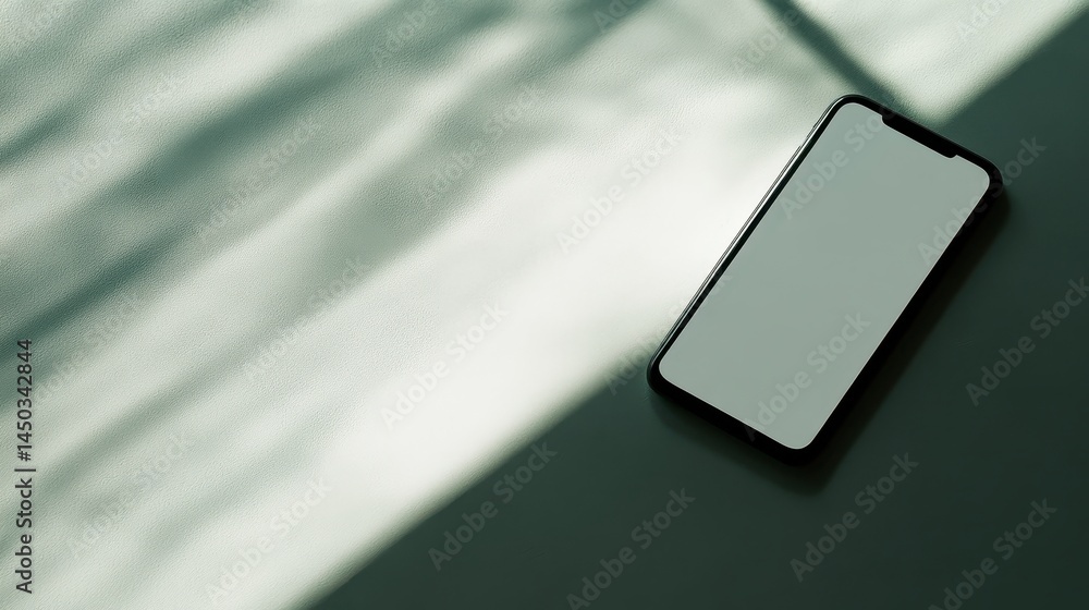 Poster flatlay shot of a modern smartphone with an empty screen.