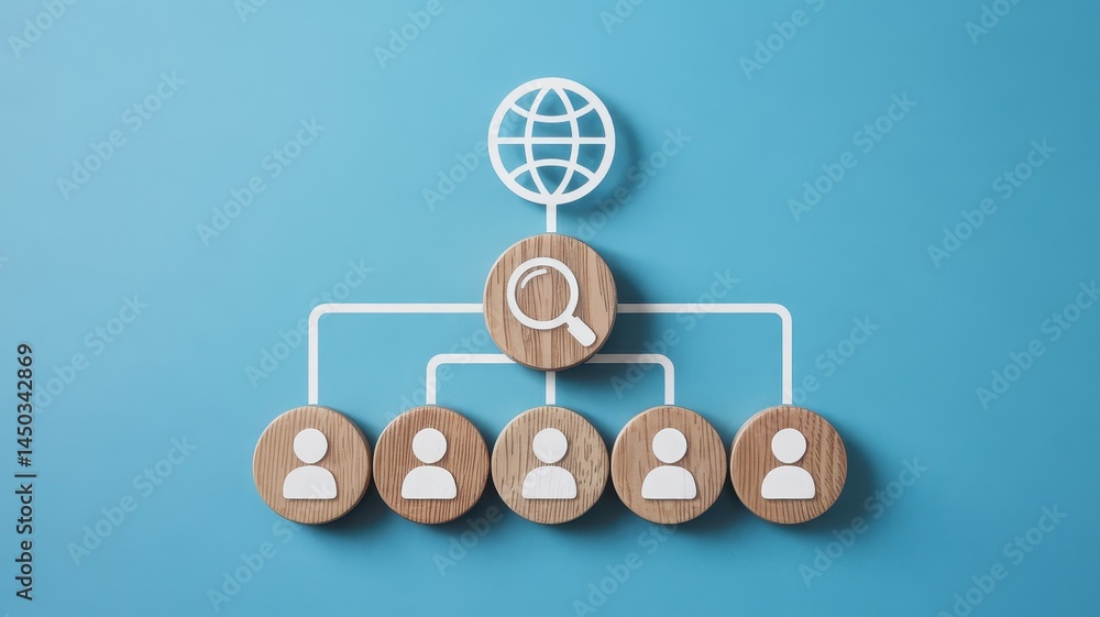 Poster a visual representation of organizational structure for global search.