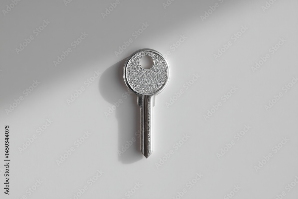 Poster solitary key hangs in balance casting subtle shadow hinting at mysteries it unlocks