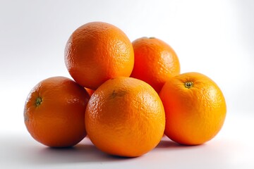 Fresh Oranges Stacked On A White Background Ready To Eat
