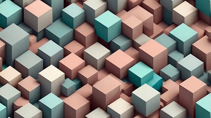 Obraz premium Pastel Cubes Abstract Background Geometric Pattern Modern Digital Art