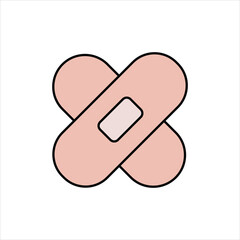 band-aid , bandage icon silhouette vector on white background.