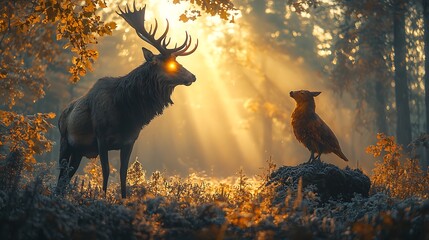 Deer silhouette forest image