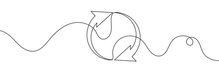 Continuous one line drawing of arrow pointing left and right. Black thin line of two directions arrow icon isolated on white background. EPS vector illustration for banner, template, web, app, poster.