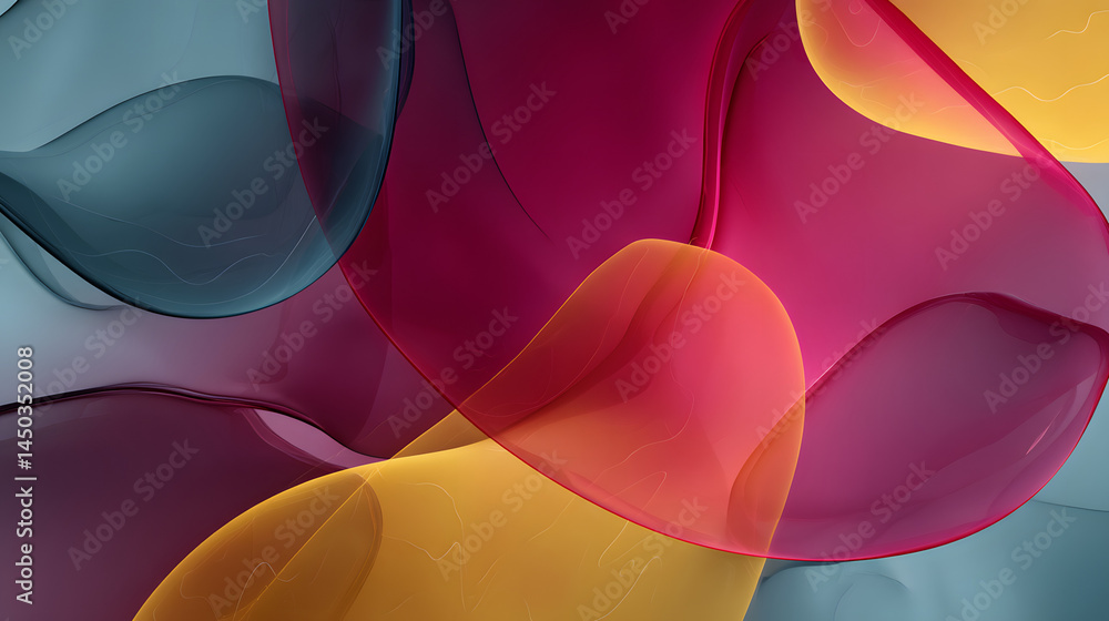 Poster captivating abstract wallpaper design featuring overlapping opaque shapes and colors suitable for di